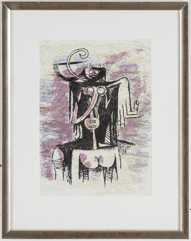 WIFREDO LAM, colour lithographe, unsigned, from XX:e siècle no 43, 1974, printed by Mourlot.