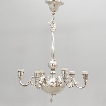 CG Hallberg ceiling lamp, silver plate, 1920s, Swedish Grace.