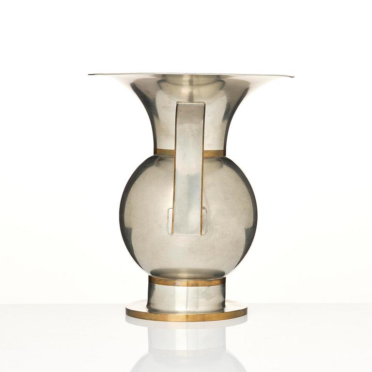Nils Fougstedt, a rare pewter and brass vase model A 903, Firma Svenskt Tenn, Stockholm, 1929.