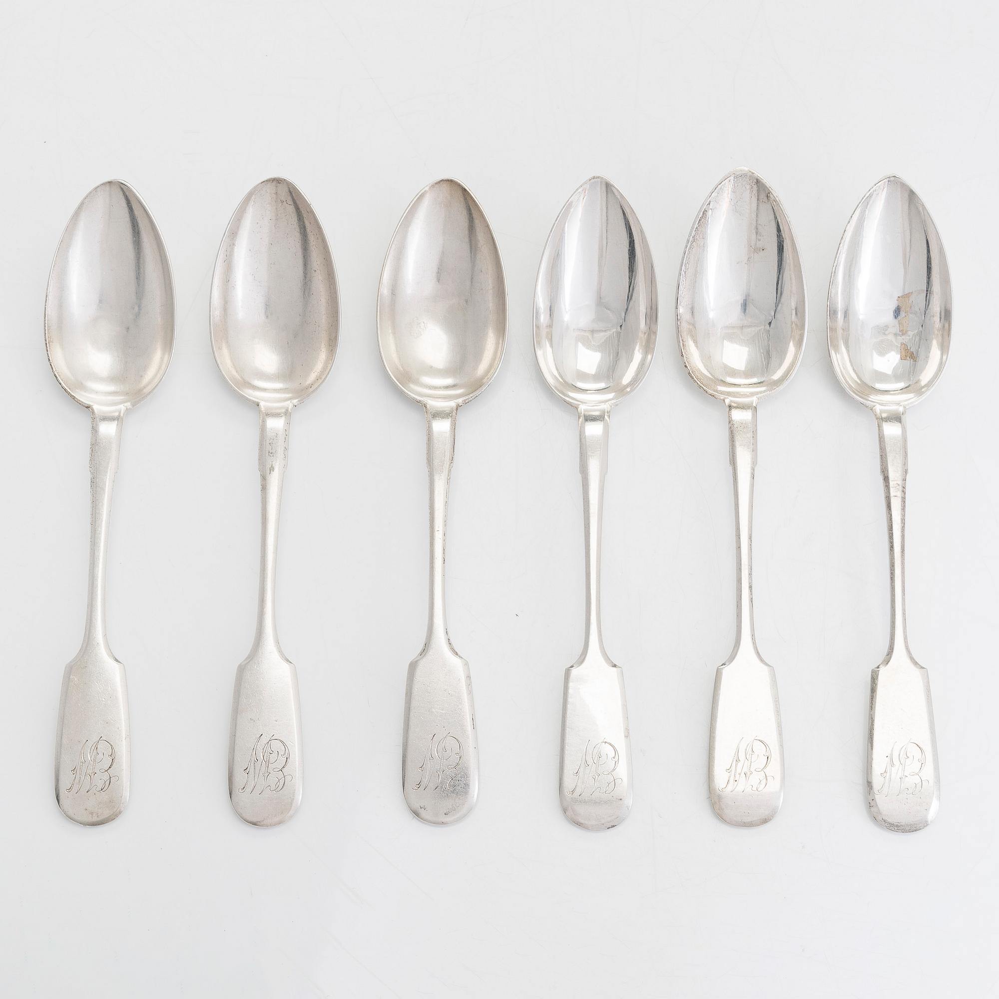 Matskedar, 6 st, silver, S:t Petersburg, Ryssland 1882-1900-talets början.