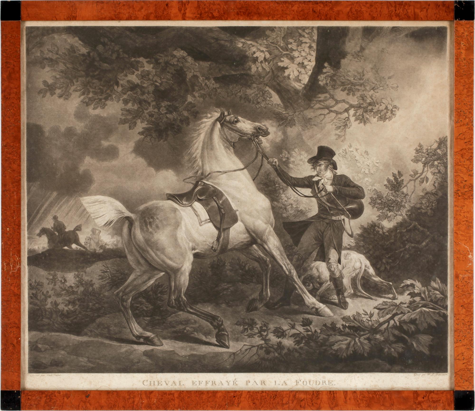 PHILIBERT LOUISE DEBUCOURT, 2 st, Mezzotint,  efter målning av Vernet, 1700/1800-tal.