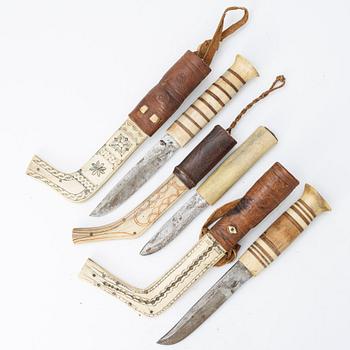 Nine half-horn knives, unidentified craftsman.
