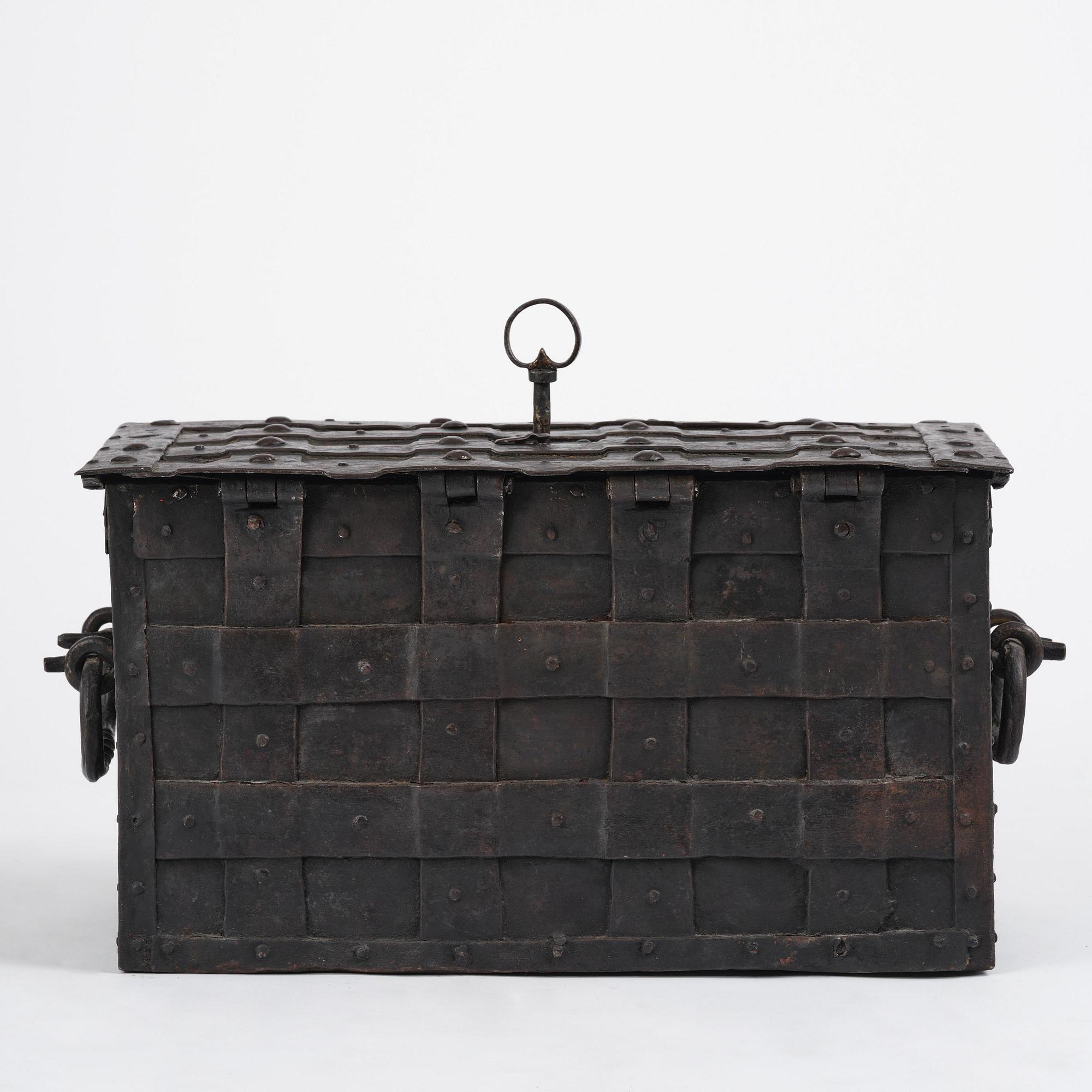 A Baroque German presumably Nuremberg iron 'Armada' chest, later part of the 17th century.