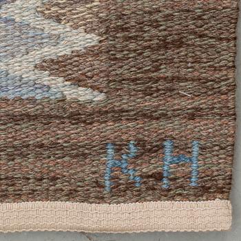 A CARPET, flat weave, "Tulpan", 244,5x172 cm, signed NH KH (Nea Hållfast, Klockargårdens Hemslöjd), Sweden, the 1970's.