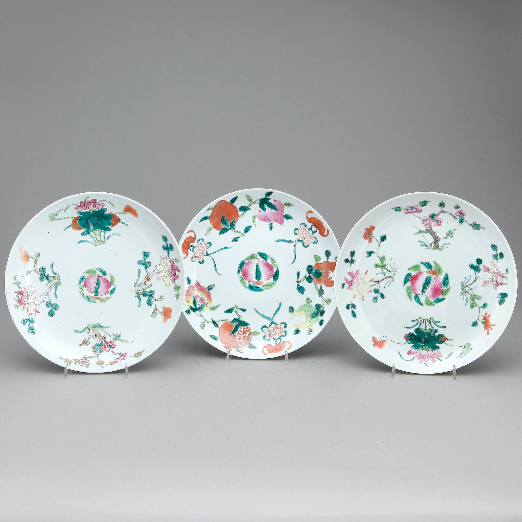 TALLRIKAR, 7 st, porslin, Kina 1800/1900-tal.