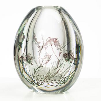 Edward Hald, vas, glas, "fiskgraal", Orrefors, 1900-talet mitt.