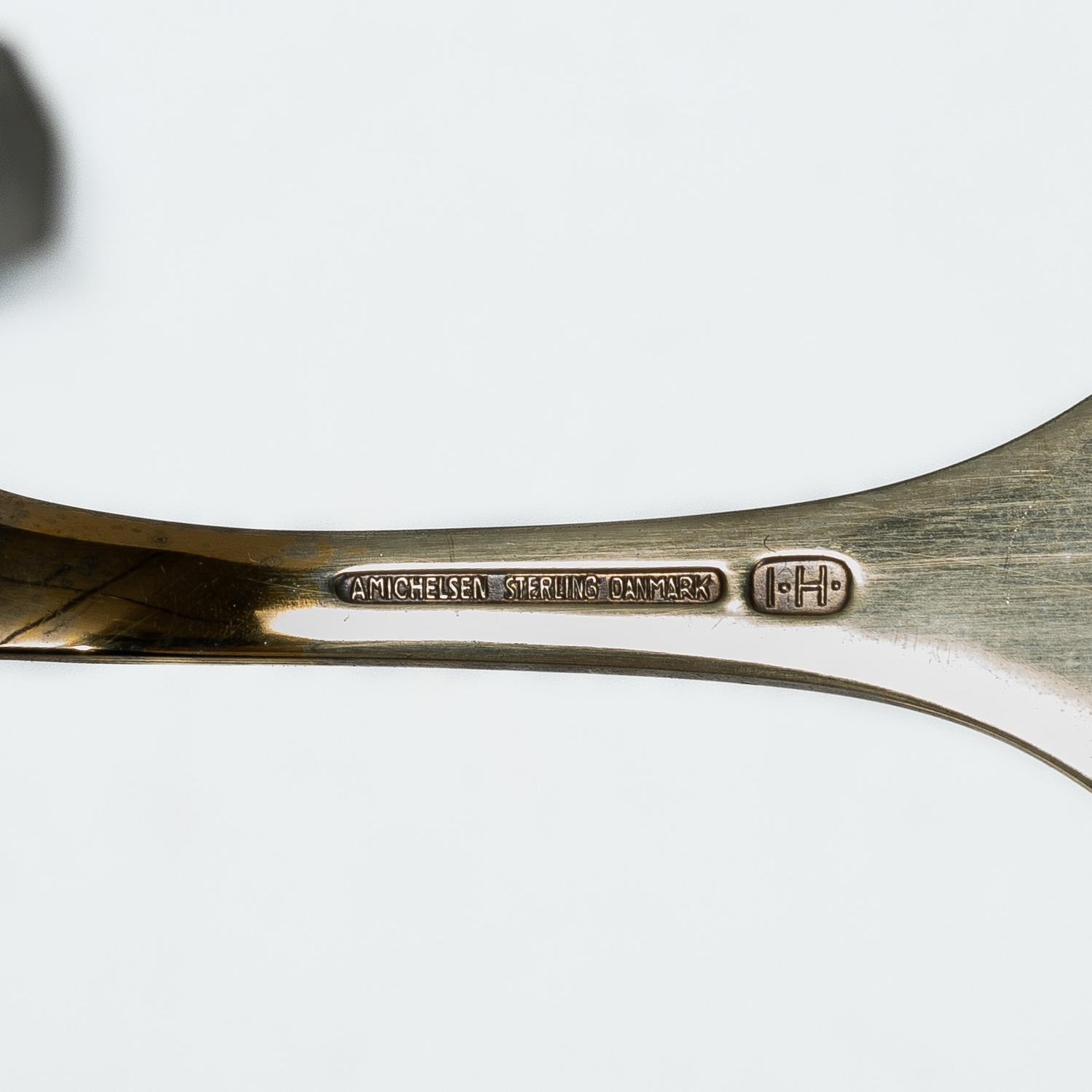 Anton Michelsen, Annual/Christmas spoons, 6 pcs, gilt sterling silver and enamel, Denmark, 1960s.