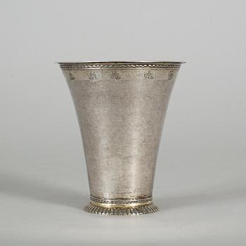 ARVID FLOBERG, bägare, silver, Stockholm otydl årtalsstämpel omkring 1780.