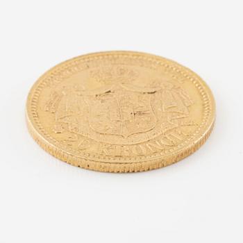 Gold coin, Sweden, Oscar II, 20 kr, 1877.