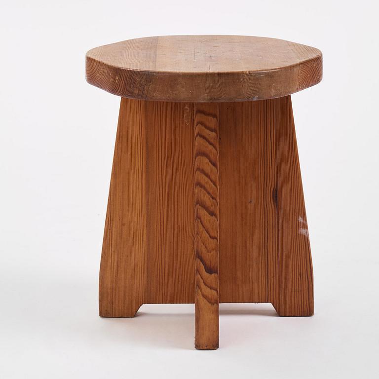 David Rosén, a stained pine "Berga" stool, Nordiska Kompaniet, Sweden, 1940s.