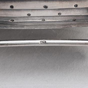 A Norwegian early 20th century silver longboat, mark of David Andersen and two small ones with Swedish marks.