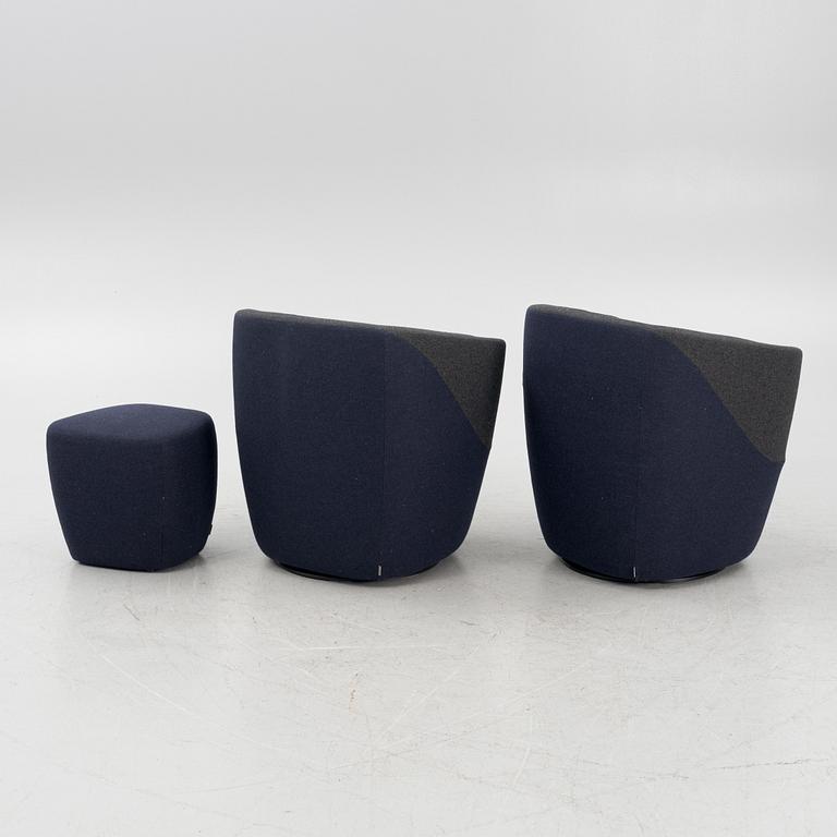 UN Studio/Ben van Berkel, a pair of 'Seating Stones' armchairs with a foot stool, Walter Knoll.