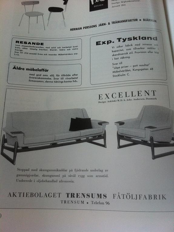 JOHANNES ANDERSEN, fåtölj, "Excellent", AB Trensums Fåtöljfabrik, ca 1961.