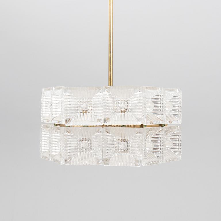 Carl Fagerlund, a glass and brass ceiling pendant Orrefros later part of the 20th century.