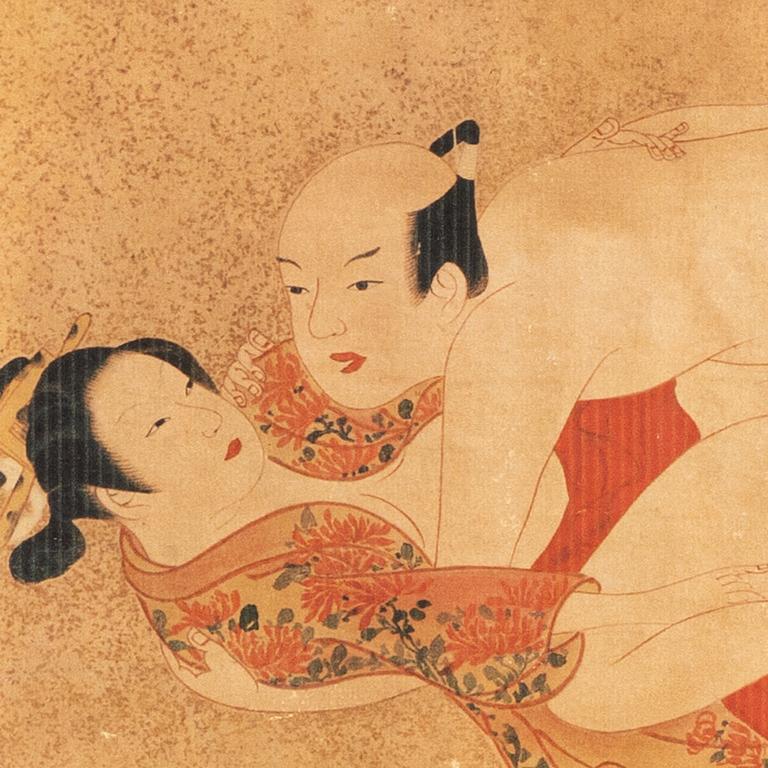 Unidentified artist, Shunga painting, seven erotic scenes, Japan.