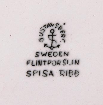 KAFFESERVISDELAR, 24 st, benporslin, "Spisa ribb", Stig Lindberg, Gustavsberg.