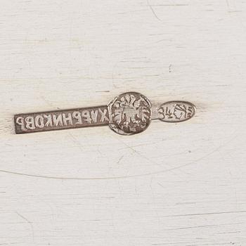 A Russian early 20th century parcel-gilt kovsh, marks of Ivan Chlebnikov, Moscow 1899-1908.