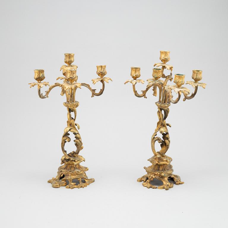 A pair of bronze candelabras. End of the 19th Century.