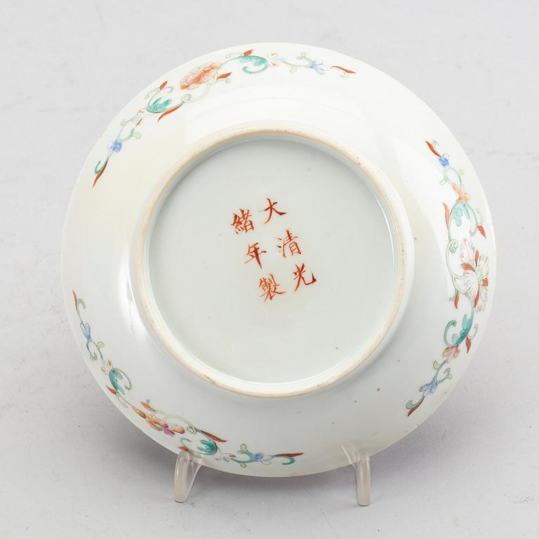 A dragon dish, China, presumably republic with Guangxu mark.