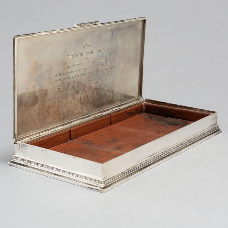 An Atelier Borgila silver box, Stockholm, 1952.