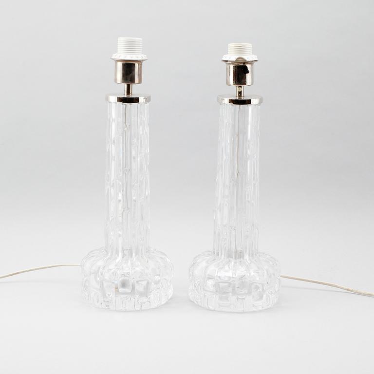 BORDSLAMPOR, 1 par, glas, Carl Fagerlund, Orrefors, 1900-talets andra hälft.