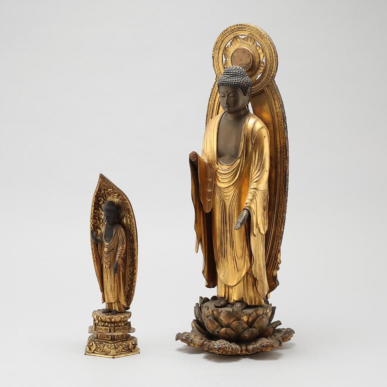 Two Japanese buddhas, Meiji period (1868-1912).