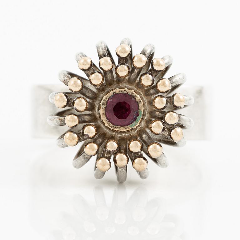 Anders Högberg, ring, sterling silver with a pink stone, Gothenburg 1989.