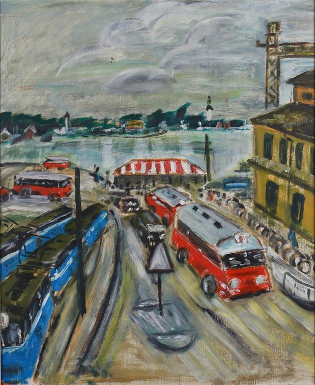 OKÄND KONSTNÄR, olja på pannå, 1950-60-tal.