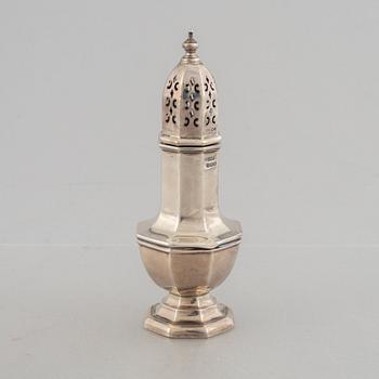An English silver spice shaker, mark of James Dixon & Sons Ltd, Sheffield, 1946.