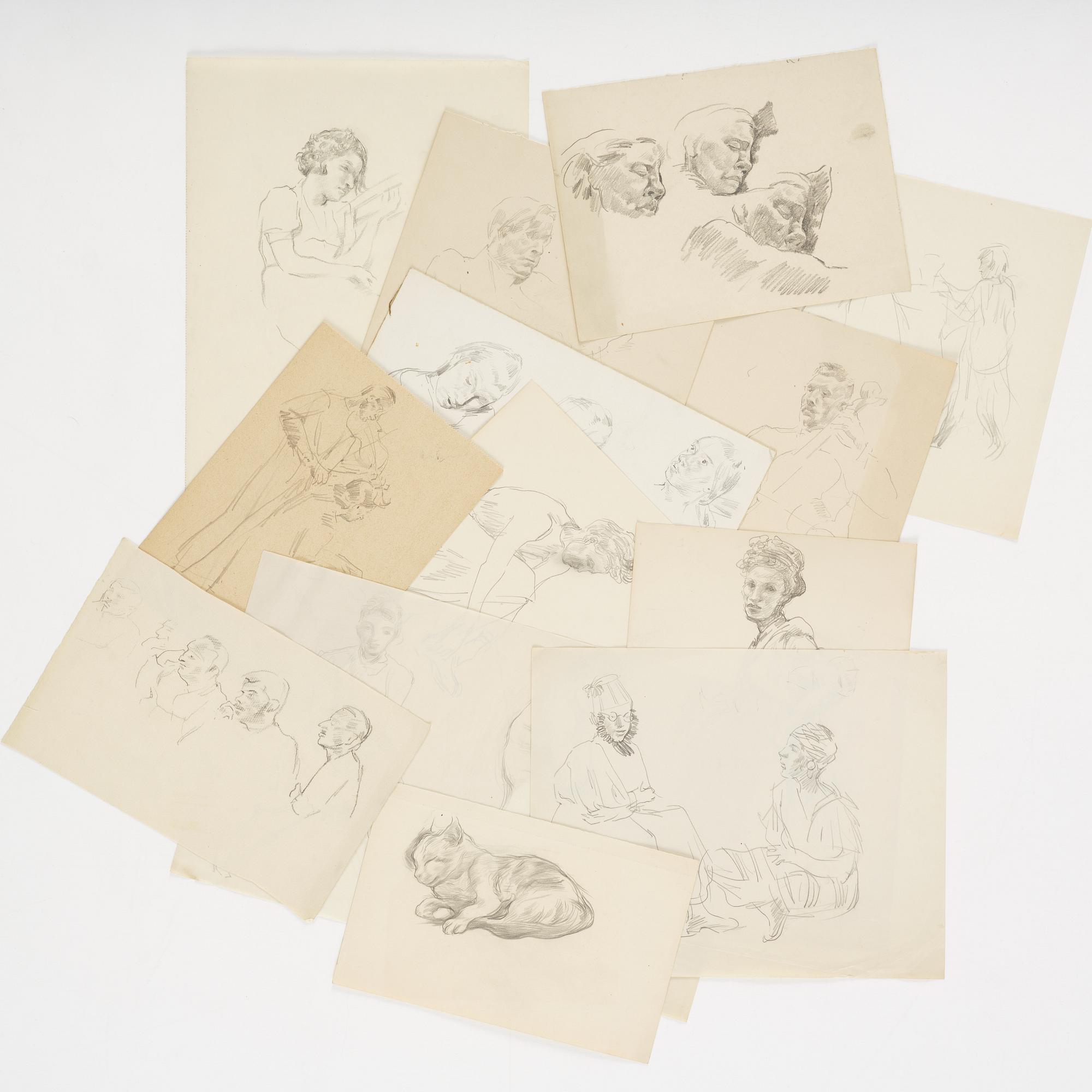 Lotte Laserstein, Skisser, 14 stycken.