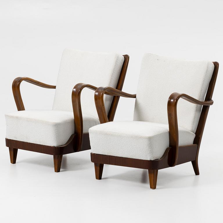 Armchairs, a pair, 1940s/50s.
