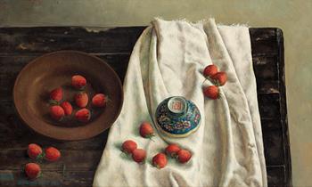 317. Zhao Kailin, Stilleben med jordgubbar.