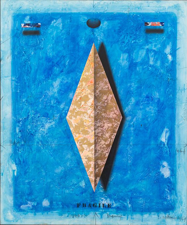 JÖRGEN WARING, mixed media on board, signed.