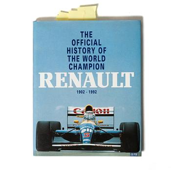 Signerad bok, "The Official History of the World Champion Renault 1902-1992",  Frankrike, 1992.