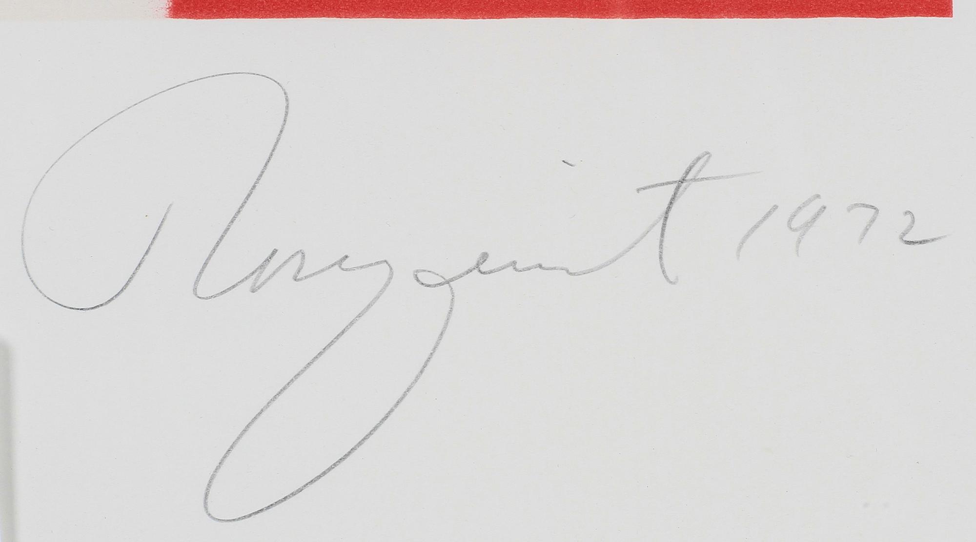 JAMES ROSENQUIST, färglitografi och relief. Sign och numr 6/70.