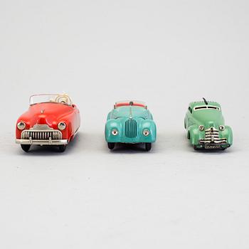 A lot of 3 Schuco cars, Germany, ca 1950.