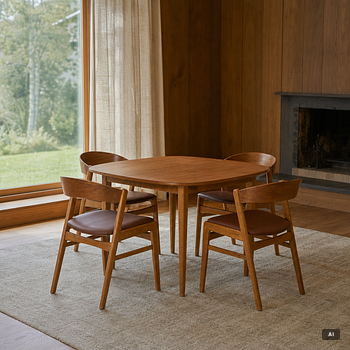 Dining table with four chairs, 1950s/60s.