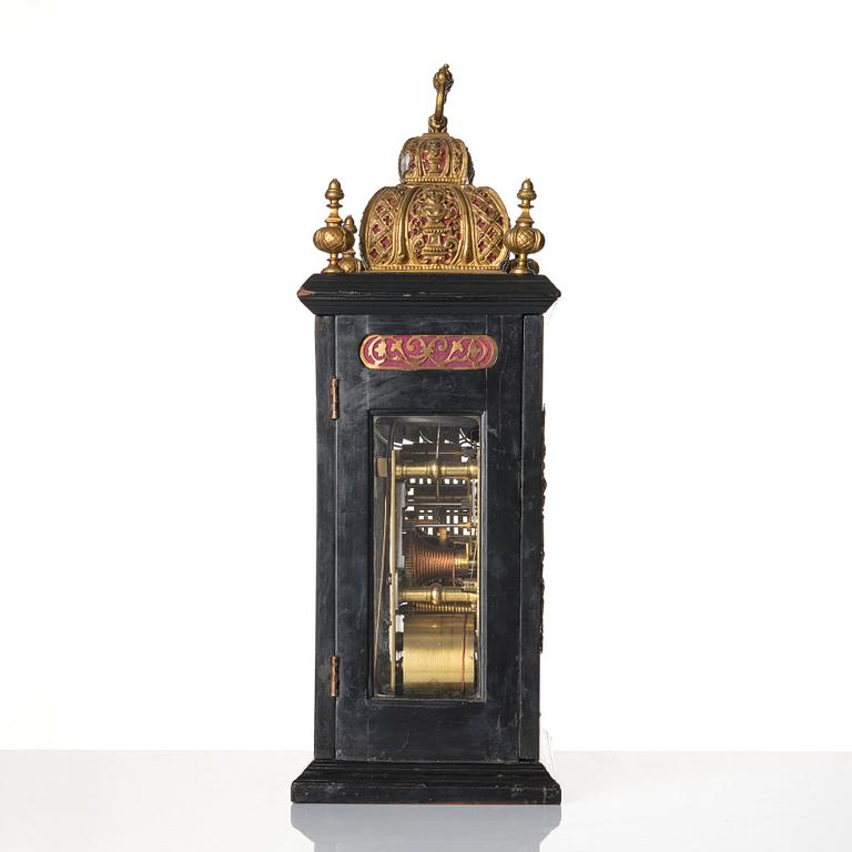 A Queen Anne ebonized and brass-mounted bracket clock marked 'Markwick London', circa 1700.