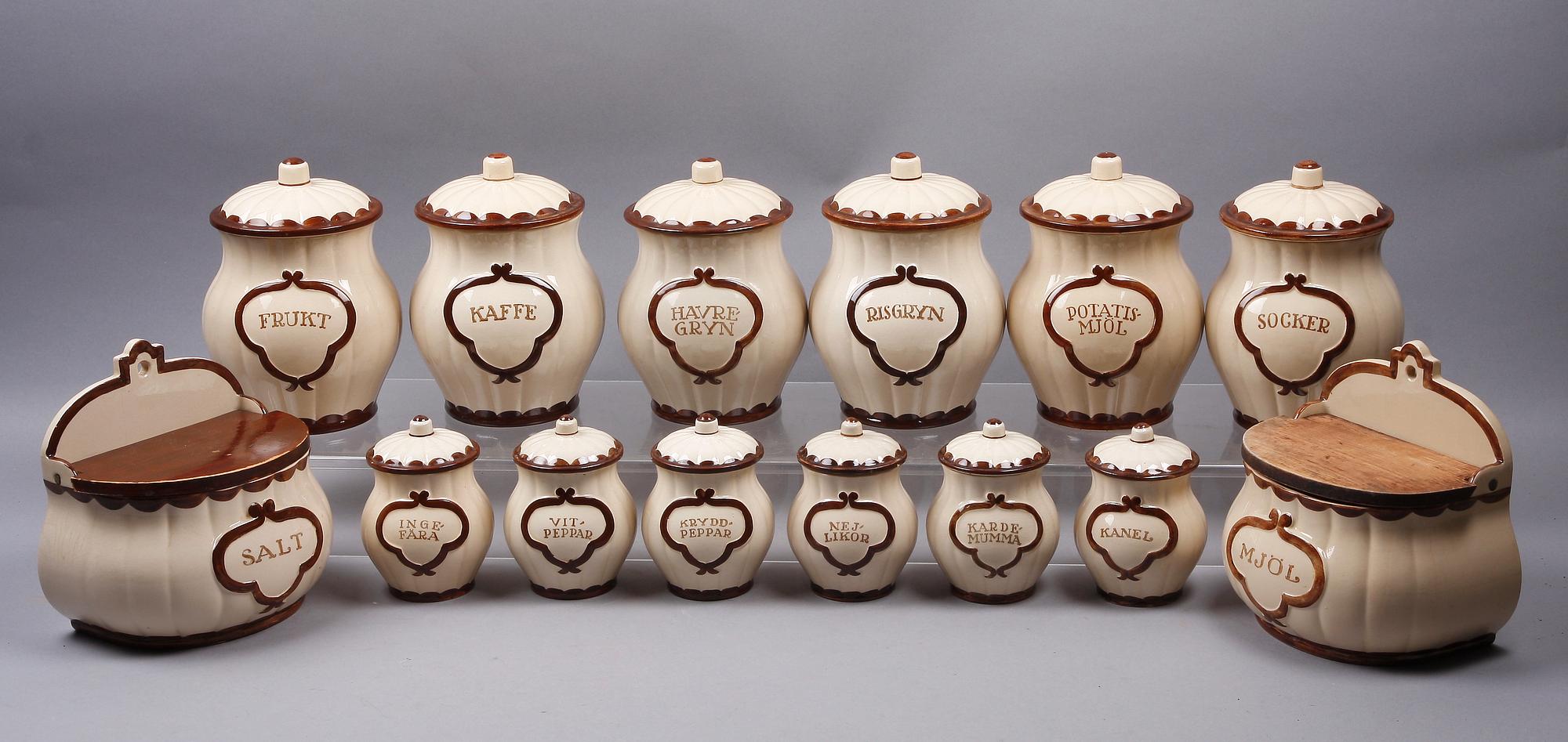KRYDDBURKSUPPSÄTTNING, 14 delar, porslin "Pyro" Wilhelm Kåge Gustavsberg.