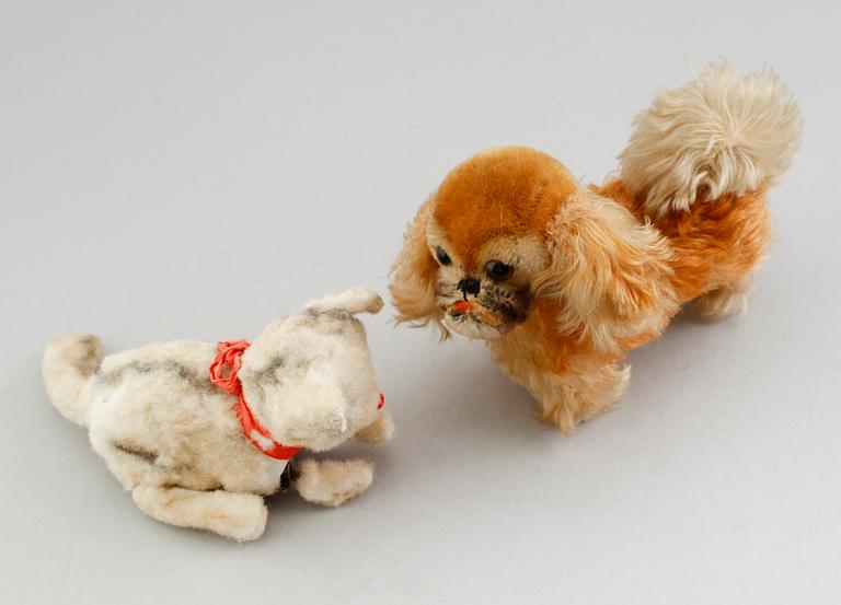 LEKSAKER, 2 st, Steiff, bla mekanisk, 1900-talets mitt.