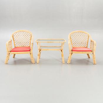 Porch furniture, bamboo, second half of the 20th century, table, 2 chairs.
