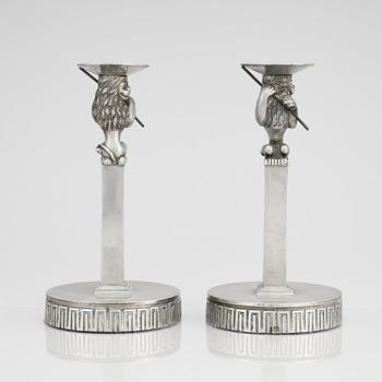 Anna Petrus, a pair of pewter candlesticks, Herman Bergmans Konstgjuteri, Stockholm  probably early 1920s.