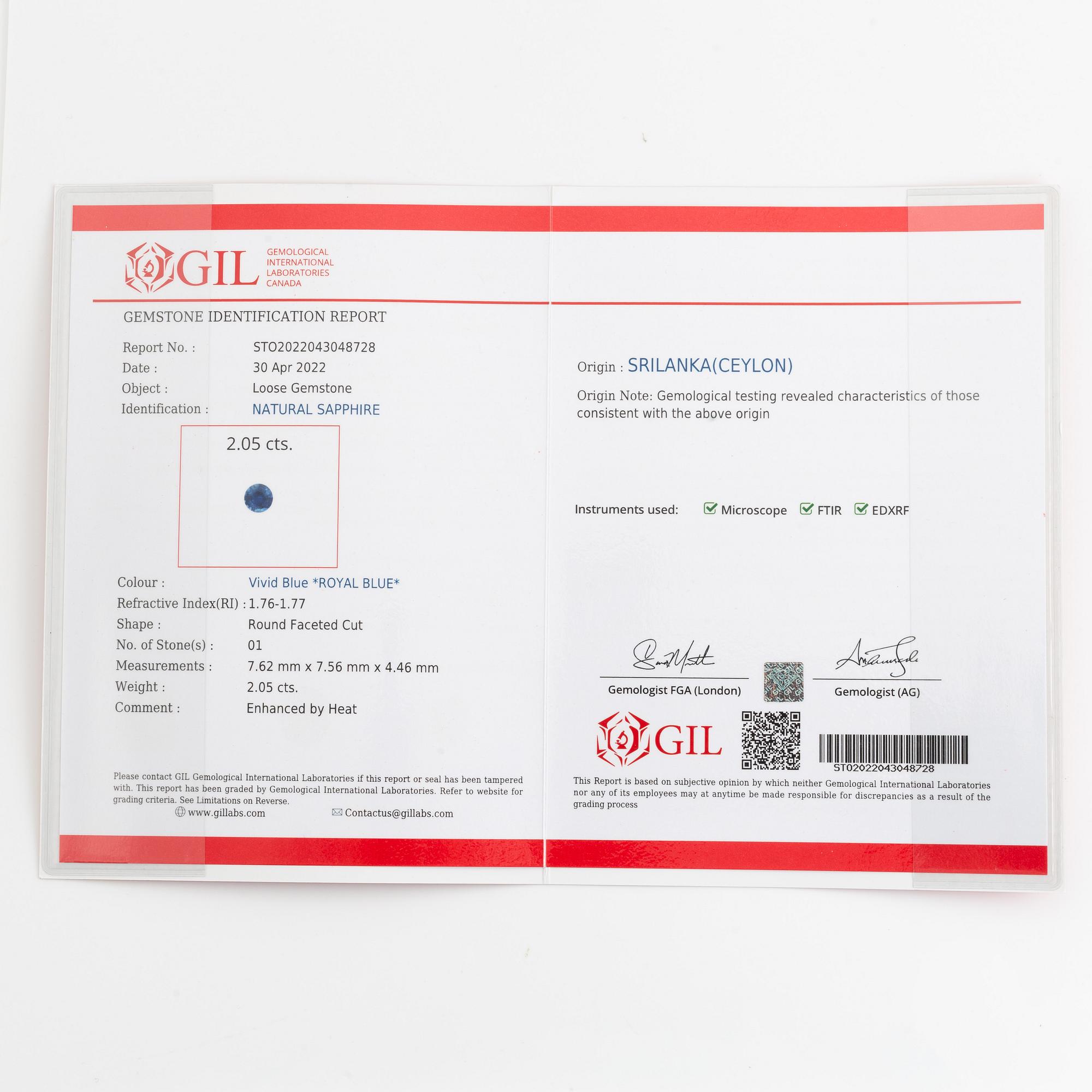 Sapphire and brilliant cut diamond ring.