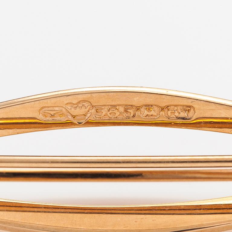 Elis Kauppi, A 14K gold brooch with smoky quartzes. Kupittaan kulta, Turku 1961.