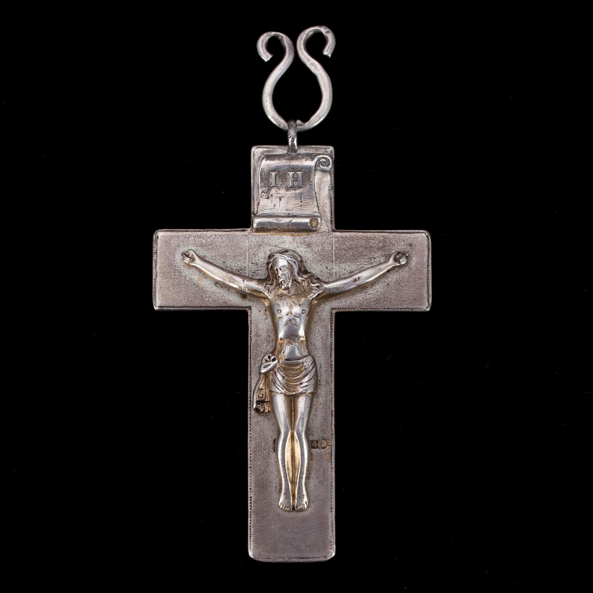 KRUSIFIX, silver, St. Petersburg 1847, Ryssland. Tot. vikt ca 79,6 gr.