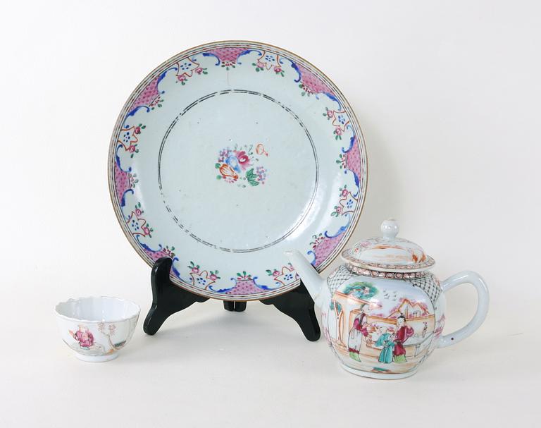 SKÅLFAT, TEKANNA och KOPP, porslin, Kina Qianlong, 1700-tal.