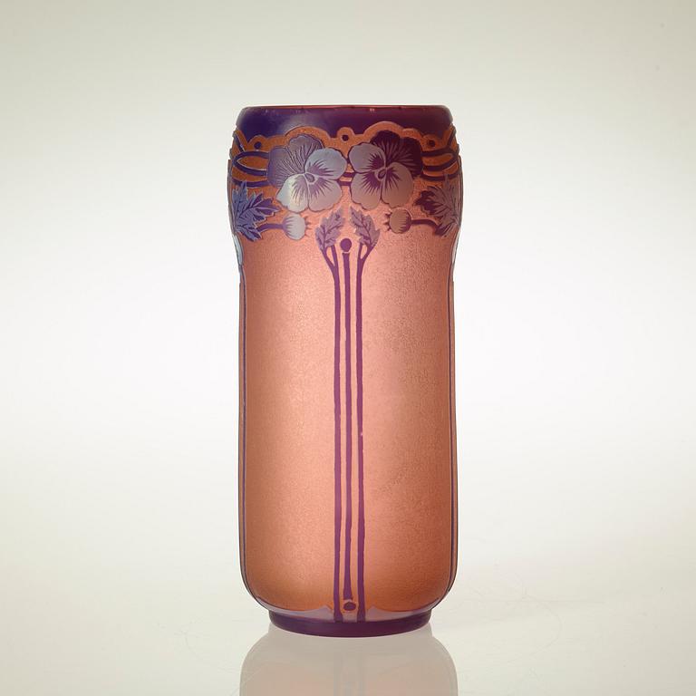 A Fritz Blomqvist Art Nouveau cameo glass vase, Orrefors 1915.