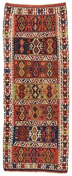 An antique southeast Anatolian kilim, c. 412 x 163 cm.