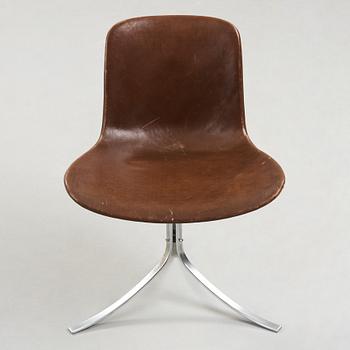 A Poul Kjaerholm steel and brown leather 'PK-9' chair, E Kold Christensen, Denmark 1960's.