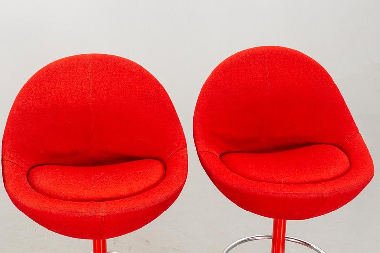 A SET OF 4 BAR STOOLS BY JOHANSSON DESIGN, 1970's.